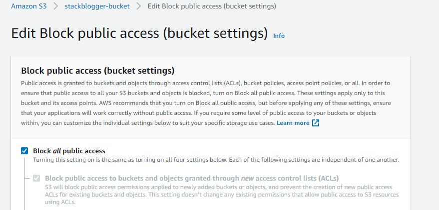 S3 Bucket Enable Public Access